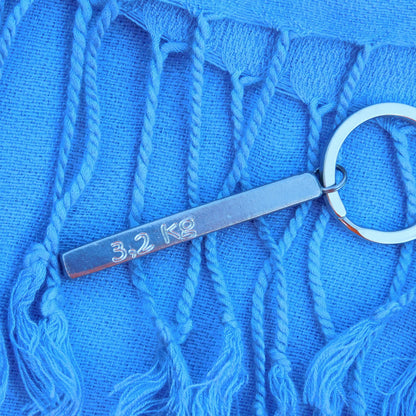Personnalised Baby Keyring, New Baby Keyring, Engraved Bar Keyring, Handmade, in Finest Pewter, by William Sturt