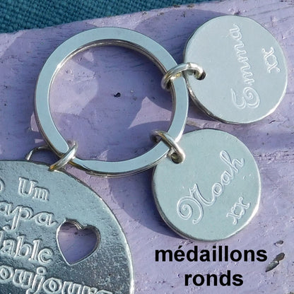 French Keyring, Maîtresse Au Top, Personnalised Keyring, French Papa Keyring, Handmade, in Finest Pewter, by William Sturt