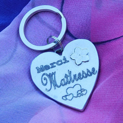 French Keyring, Merci Maîtresse, Personnalised Keyring, French Papa Keyring, Handmade, in Finest Pewter, by William Sturt