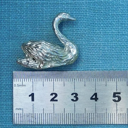 Swan Figurine, Miniature Swan, Handmade, in Fine Pewter, by William Sturt