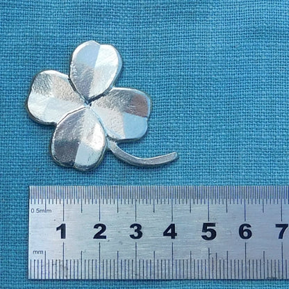 Clover Brooch, Handcast Pewter, Polished Finish