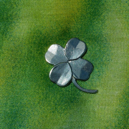 Clover Brooch, Handcast Pewter, Polished Finish
