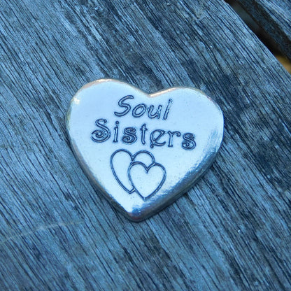 Soul Sisters Heart Token, Soul Sisters Pocket Token, Handmade in Fine Pewter, by William Sturt