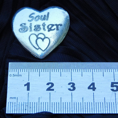 Soul Sister Heart Token, Soul Sister Pocket Token, Handmade in Fine Pewter, by William Sturt
