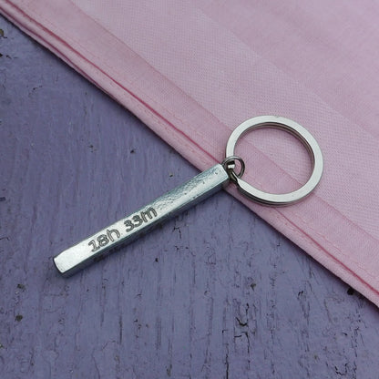 Personnalised Baby Keyring, New Baby Keyring, Engraved Bar Keyring, Handmade, in Finest Pewter, by William Sturt