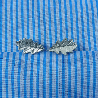 Oak Leaf Cufflinks (Medium Design), Handcast Pewter Cufflinks, Polished Finish