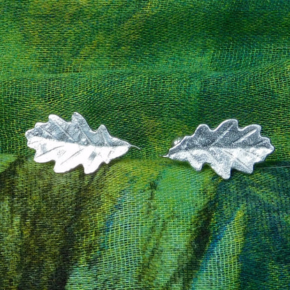 Oak Leaf Cufflinks (Large Design), Handcast Pewter Cufflinks, Polished Finish
