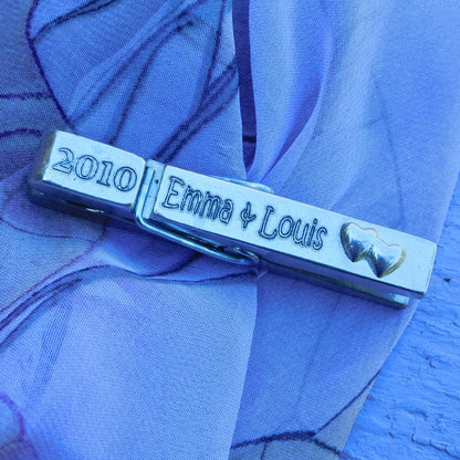 Personalised Anniversary Clothes Peg Fridge Magnet, Personalised Peg Picture Holder, Handmade, in Finest Pewter, by William Sturt
