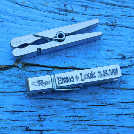 Personalised Anniversary Clothes Peg Fridge Magnet, Personalised Fridge Magnt, Handmade, in Finest Pewter, by William Sturt