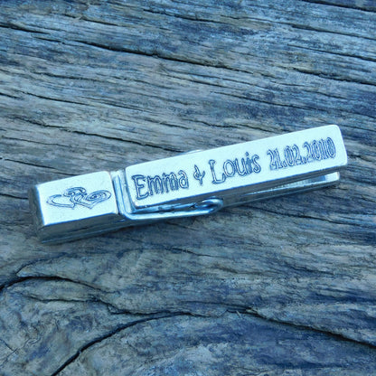 Personalised Anniversary Clothes Peg Fridge Magnet, Personalised Fridge Magnt, Handmade, in Finest Pewter, by William Sturt