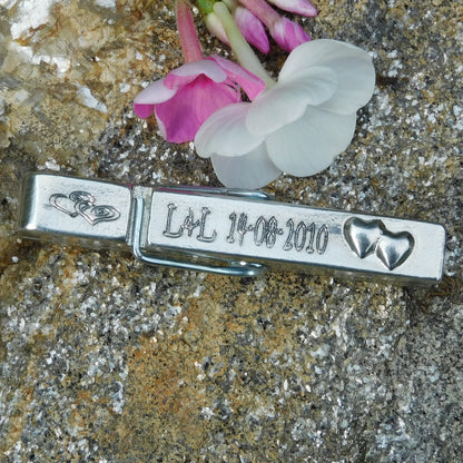 Personalised Anniversary Clothes Peg Fridge Magnet, Personalised Peg Picture Holder, Handmade, in Finest Pewter, by William Sturt