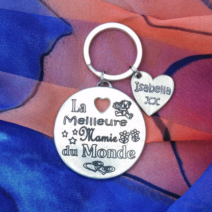 French Granny Keyring, Meilleure Mamie du Monde, Personnalised Keyring, French Granny Keyring, Handmade, in Finest Pewter, by William Sturt