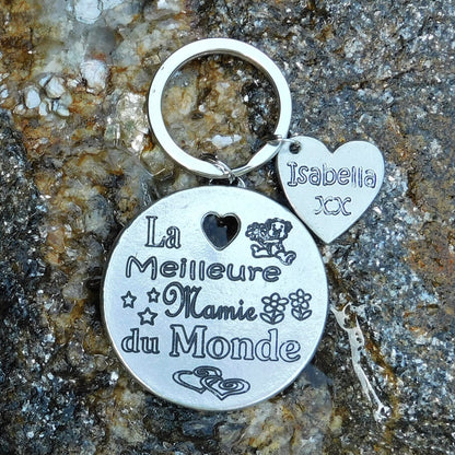 French Granny Keyring, Meilleure Mamie du Monde, Personnalised Keyring, French Granny Keyring, Handmade, in Finest Pewter, by William Sturt