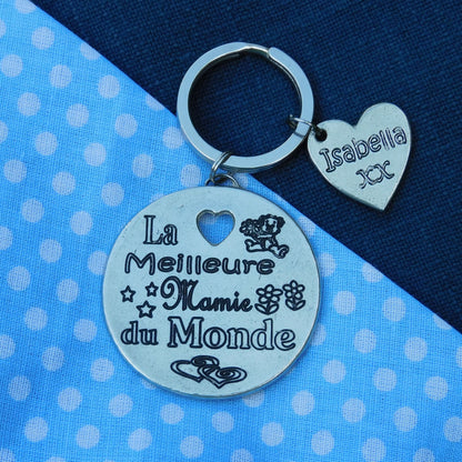 French Granny Keyring, Meilleure Mamie du Monde, Personnalised Keyring, French Granny Keyring, Handmade, in Finest Pewter, by William Sturt