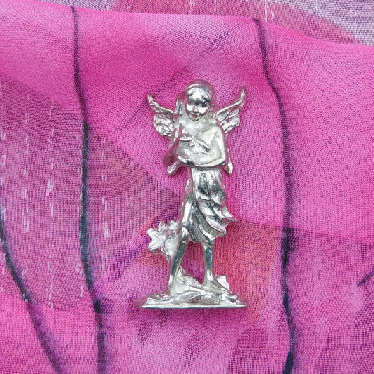 Tiny Flower Fairy Figurine, Fairy Gift, Bella Fairy, Handmade, In Fine Pewter, by William Sturt