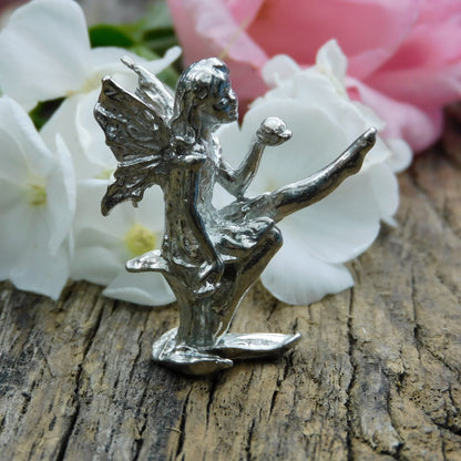 Tiny Flower Fairy Figurine, Fairy Gift, Lily Fairy, Handmade, In Fine Pewter, by William Sturt