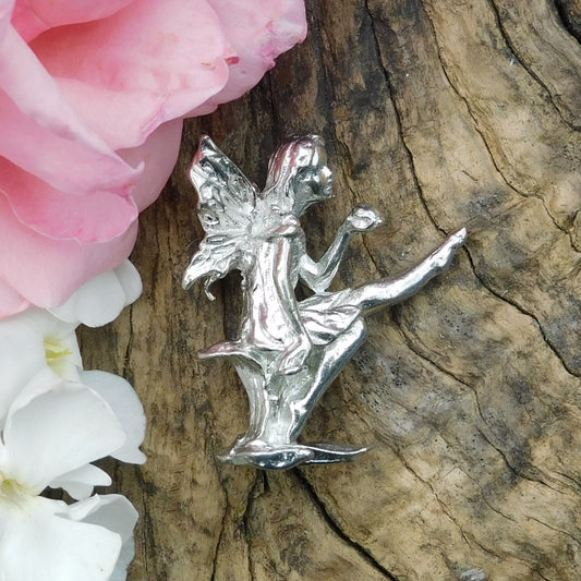 Tiny Flower Fairy Figurine, Fairy Gift, Lily Fairy, Handmade, In Fine Pewter, by William Sturt