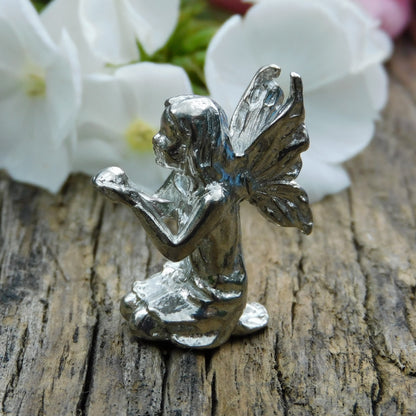 Tiny Flower Fairy Figurine, Fairy Gift, Pixie Fairy, Handmade, In Fine Pewter, by William Sturt