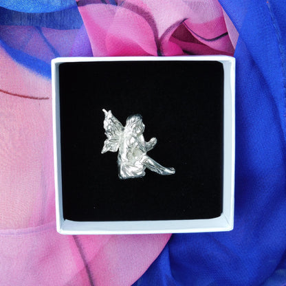 Tiny Flower Fairy Figurine, Fairy Gift, Viola Fairy, Handmade, In Fine Pewter, by William Sturt