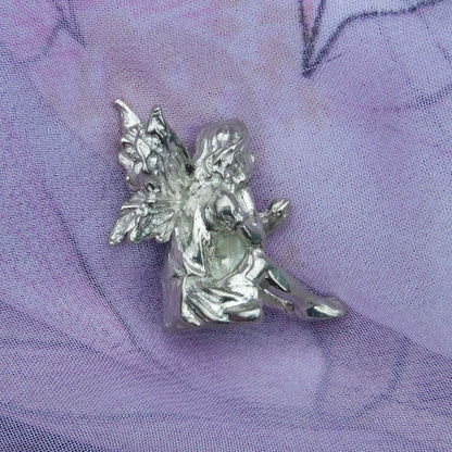 Tiny Flower Fairy Figurine, Fairy Gift, Viola Fairy, Handmade, In Fine Pewter, by William Sturt