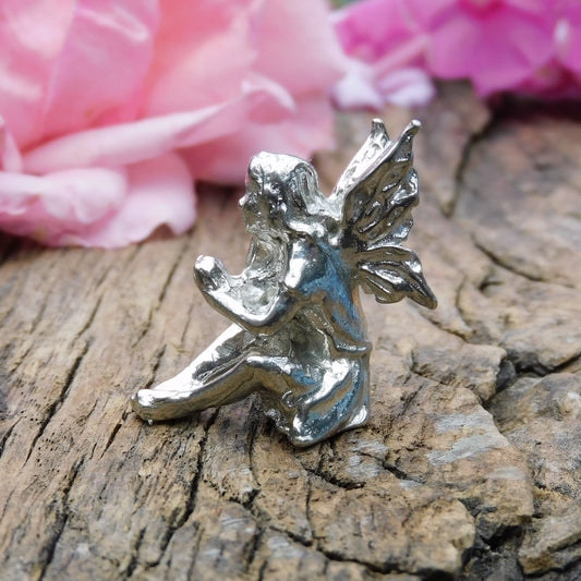 Tiny Flower Fairy Figurine, Fairy Gift, Viola Fairy, Handmade, In Fine Pewter, by William Sturt