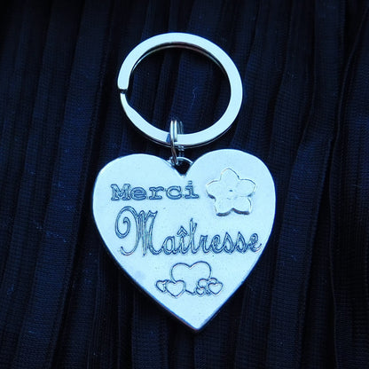 French Keyring, Merci Maîtresse, Personnalised Keyring, French Papa Keyring, Handmade, in Finest Pewter, by William Sturt