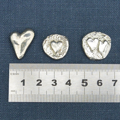 Heart Token on French Card, Je T'Aime (I Love You), Handmade, in Fine Pewter, by William Sturt