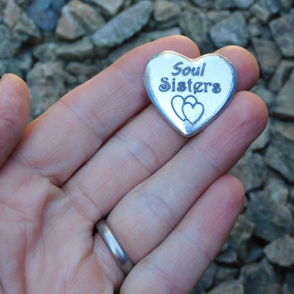 Soul Sisters Heart Token, Soul Sisters Pocket Token, Handmade in Fine Pewter, by William Sturt