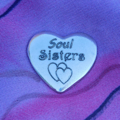 Soul Sisters Heart Token, Soul Sisters Pocket Token, Handmade in Fine Pewter, by William Sturt