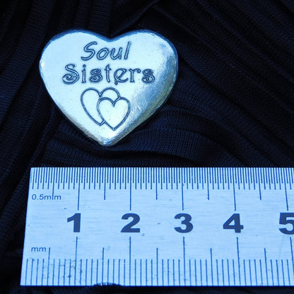 Two Soul Sisters Heart Tokens, Soul Sisters Pocket Tokens, Handmade in Fine Pewter, by William Sturt