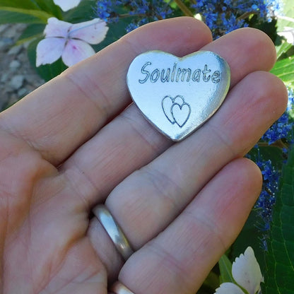 Personalised Heart Pocket Token, French Love Token, Je T’Aime, Handmade in Fine Pewter, by William Sturt