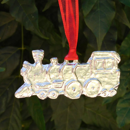 Steam Train Christmas Decoration, Christmas Train Tree Ornament, Handmade, in Finest Pewter, by William Sturt