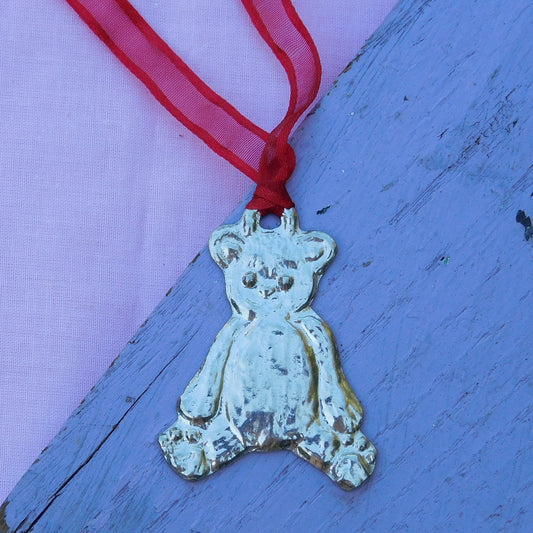 Teddy Bear Christmas Decoration, Teddy Decoration, Handmade, in Finest Pewter, by William Sturt