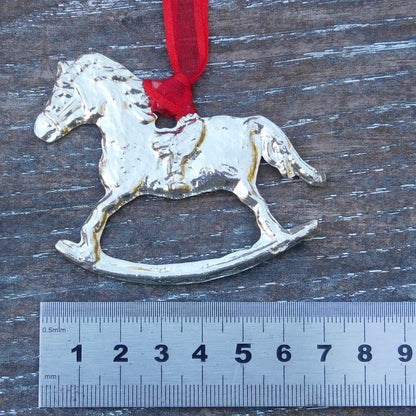 Rocking Horse Christmas Decoration, Carousel Horse Tree Decoration, Handmade, in Finest Pewter, by William Sturt