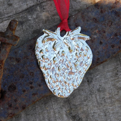 Strawberry Christmas Decoration, Strawberry Decoration, Handmade, in Finest Pewter, by William Sturt