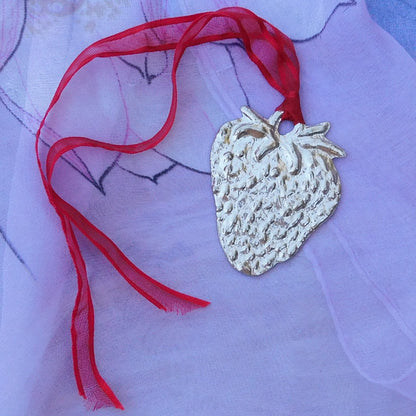 Strawberry Christmas Decoration, Strawberry Decoration, Handmade, in Finest Pewter, by William Sturt