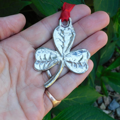 Clover Christmas Decoration, Clover Decoration, Handmade, in Finest Pewter, by William Sturt