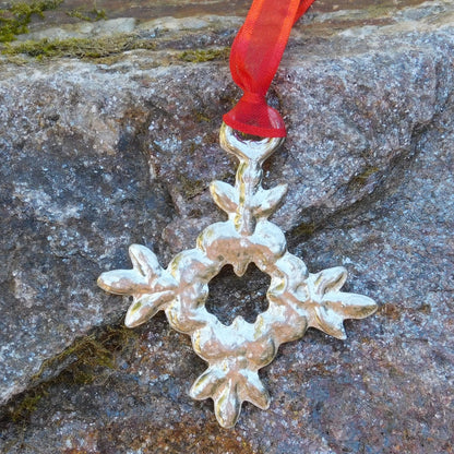 Snowflake Christmas Decoration, Snowflake Decoration, Handmade, in Finest Pewter, by William Sturt