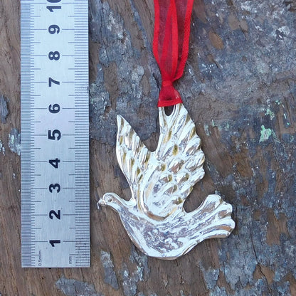 Turtle Dove Christmas Decoration, Dove Decoration, Handmade, in Finest Pewter, by William Sturt