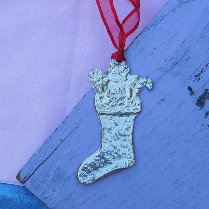 Christmas Stocking Christmas Decoration, Stocking Decoration, Handmade, in Finest Pewter, by William Sturt