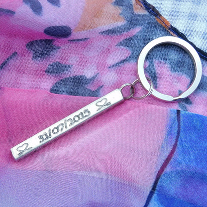 Personnalised Keyring, Bar Coordinates Keyring, Date Keyring, Handmade in Finest Pewter, by William Sturt