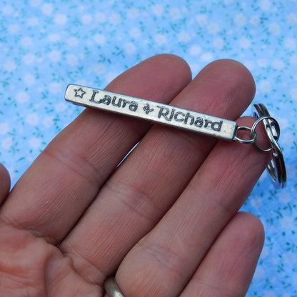 Personnalised Keyring, Bar Coordinates Keyring, Date Keyring, Handmade in Finest Pewter, by William Sturt