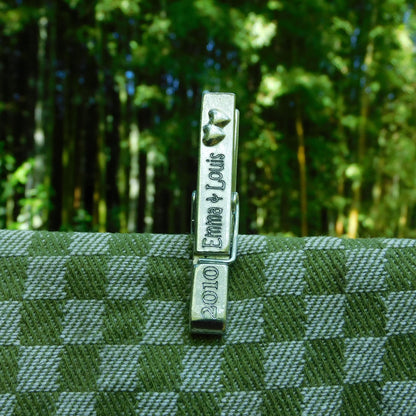 Personalised Anniversary Clothes Peg Fridge Magnet, Personalised Peg Picture Holder, Handmade, in Finest Pewter, by William Sturt