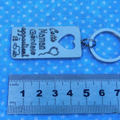 French Keyring, Cette Maman Géniale Appartient à, Personnalised Keyring, French Papa Keyring, Handmade, in Finest Pewter, by William Sturt