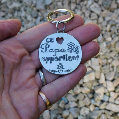 French Keyring, Ce Papa Appartient À, Personnalised Keyring, French Papa Keyring, Handmade, in Finest Pewter, by William Sturt