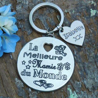 French Granny Keyring, Meilleure Mamie du Monde, Personnalised Keyring, French Granny Keyring, Handmade, in Finest Pewter, by William Sturt