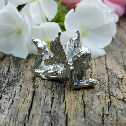 Tiny Flower Fairy Figurine, Fairy Gift, Bella Fairy, Handmade, In Fine Pewter, by William Sturt