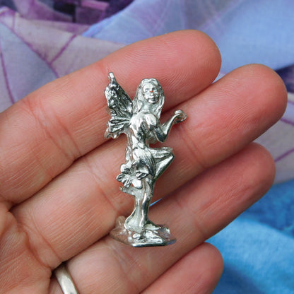 Tiny Flower Fairy Figurine, Fairy Gift, Luna Fairy, Handmade, In Fine Pewter, by William Sturt