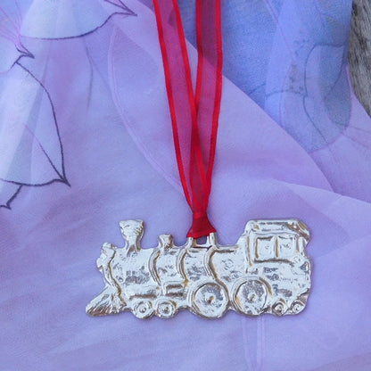Steam Train Christmas Decoration, Christmas Train Tree Ornament, Handmade, in Finest Pewter, by William Sturt