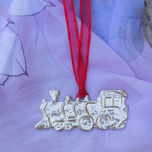 Steam Train Christmas Decoration, Christmas Train Tree Ornament, Handmade, in Finest Pewter, by William Sturt